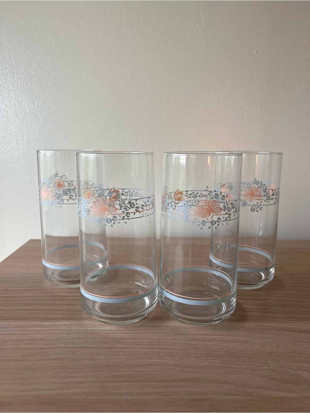 Vintage Libbey Apricot Grove Floral Highball Glasses - Set of 4